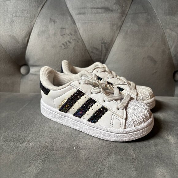Adidas Superstar Snake White Metallic TD Toddler Sneaker‎ Shoes Size 6K NEW - Picture 1 of 6